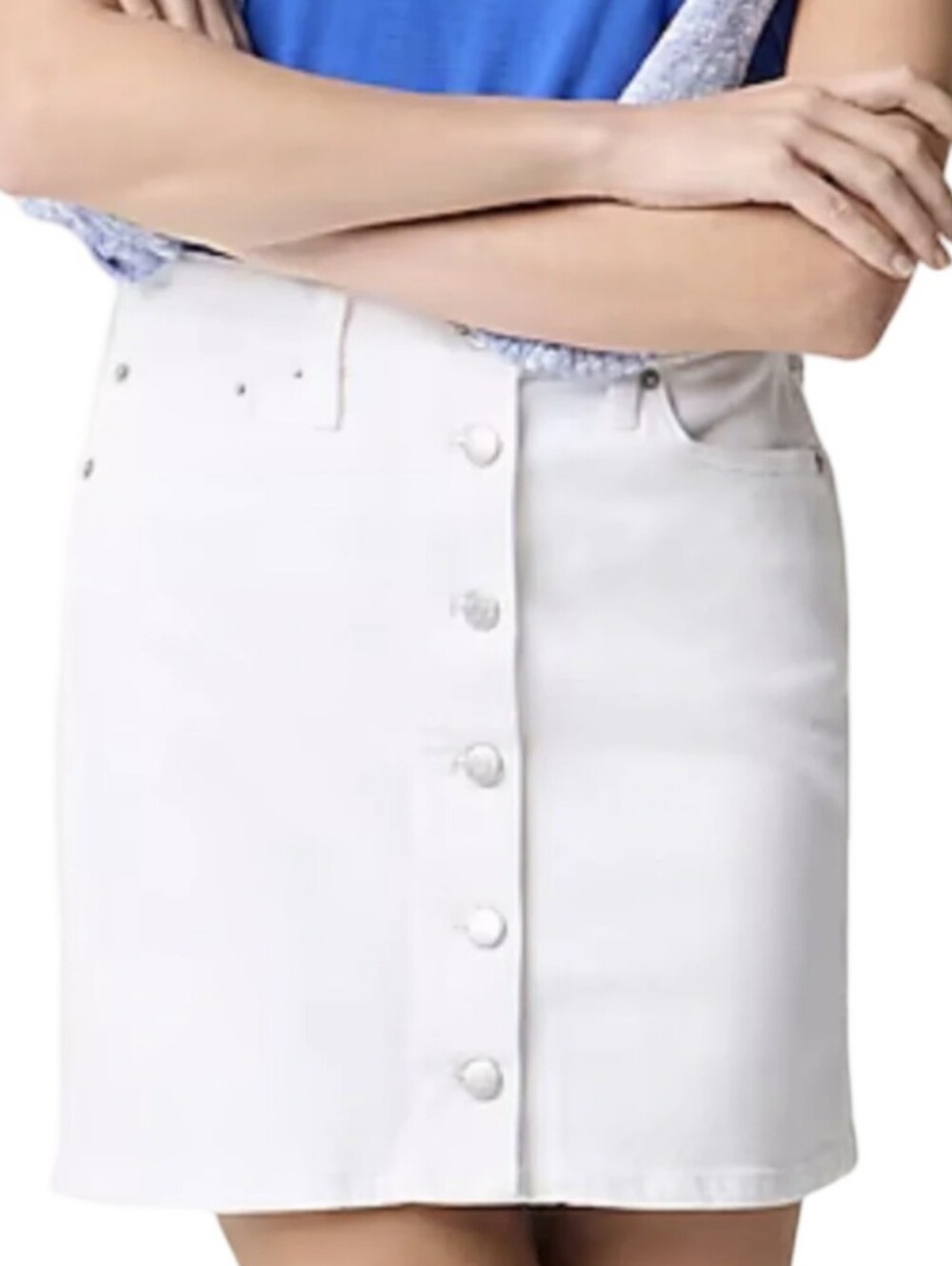 J. Crew White Button-Front Denim Skirt Women's Plus Size 20 New